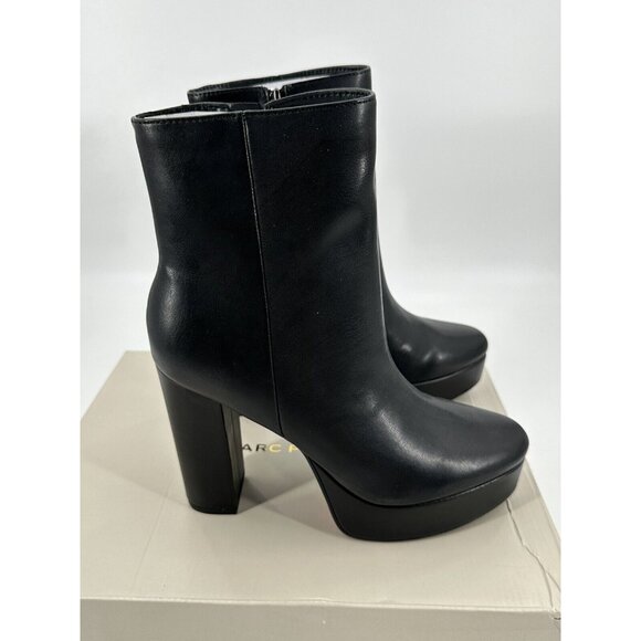 MARC FISHER Rublia 2 Womens Black Platform Bootie Heel Faux Leather Boots 9.5 M - Picture 8 of 10